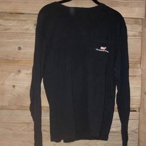 Navy blue vineyard vine shirt with pink writing